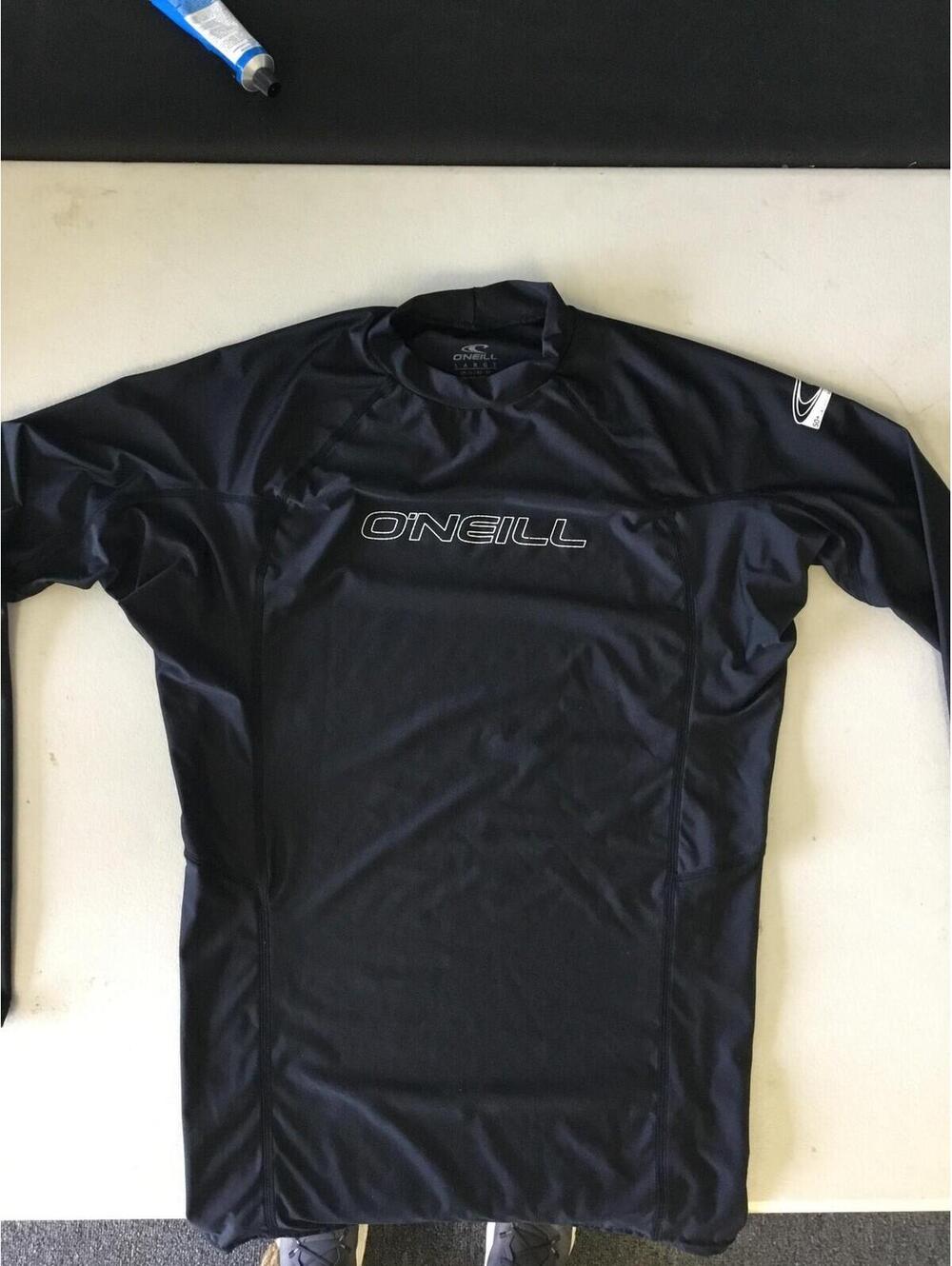 [400] O'Neill Shirt Mens S Blk Long Sleeve Mock Neck Rash Guard UV 50+ Surf Swim